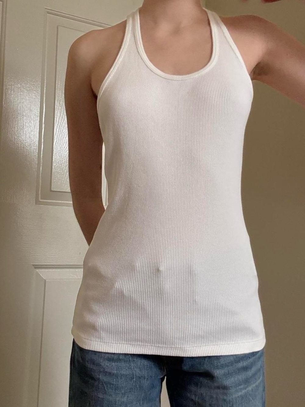 H&M off white Ribbed Racerback Tank - Picture 1 of 7